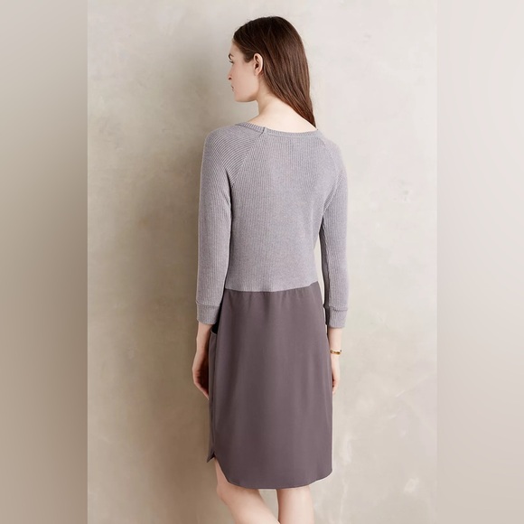 Anthropologie Amadi Grey Colorblock Shift Dress Stretchy Ribbed Knit Size XS - Picture 3 of 13
